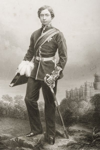 Albert Edward (1841-1910) gravado por DJ Pound de uma fotografia, de &39;A Sala de Estar de Personagens Eminentes, Volume 2&39;, publicado em Londres, 1860 de John Jabez Edwin Paisley Mayall