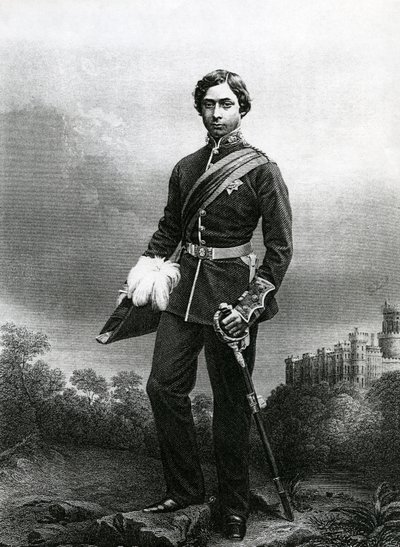 Albert Edward, Príncipe de Gales, gravado por DJ Pound a partir de uma fotografia, de "A Sala de Estar de Personagens Eminentes, Volume 2", publicado em Londres, 1860 de John Jabez Edwin Paisley Mayall