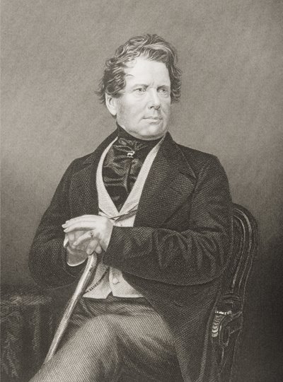 Fox Maule Ramsay (1801-74) 11º Conde de Dalhousie e 2º Lord Panmure, gravado por DJ Pound de uma fotografia, de A Sala de Desenho de Personagens Eminentes, Volume 2, publicado em Londres, 1860 de John Jabez Edwin Paisley Mayall