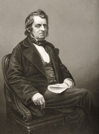John Arthur Roebuck (1801-79), gravado por DJ Pound de uma fotografia, de &39;A Sala de Estar de Personagens Eminentes, Volume 2&39;, publicado em Londres, 1860 de John Jabez Edwin Paisley Mayall