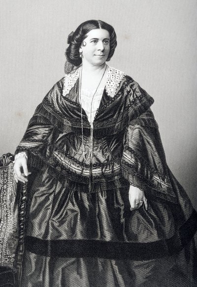 Madame Anna Bishop (1810-84) gravada por DJ Pound a partir de uma fotografia, de &39;A Sala de Estar de Personagens Eminentes, Volume 2&39;, publicada em Londres, 1860 de John Jabez Edwin Paisley Mayall