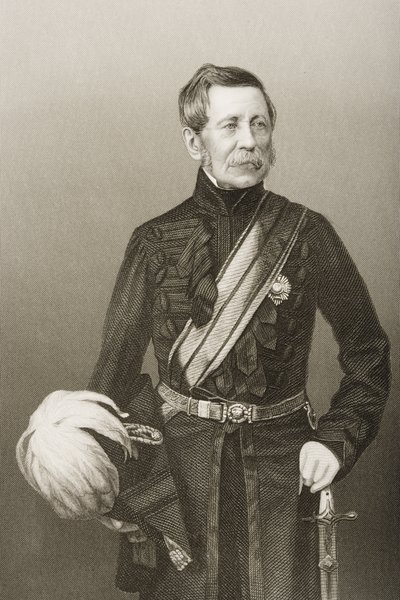 Sir John Fox Burgoyne (1782-1871), gravado por DJ Pound de uma fotografia, de "A Sala de Estar de Personagens Eminentes, Volume 2", publicado em Londres, 1860 de John Jabez Edwin Paisley Mayall