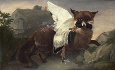 Raposa e ganso, c.1835 (óleo sobre tela) de John James Audubon
