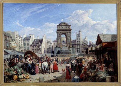 Le marche et la Fontaine des Innocents em Paris Pintura de John James Chalon (1778-1854) 1822 Sol. 1,06x1,52 m Paris, Musee Carnavalet de John James Chalon