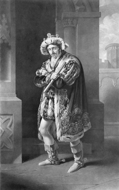 Edmund Kean em Richard o terceiro, ato IV, cena IV, por William Shakespeare (1564-1616) gravado por C. Turnerby de John James Halls