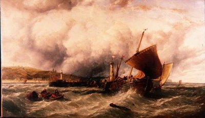 Luggers de Pesca ao largo do Porto de Boulogne de John James Wilson