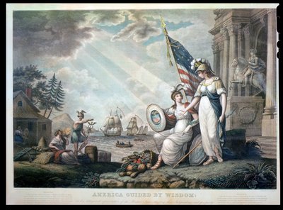 América guiada pela sabedoria, 1815 gravada por Benjamin Tanner (1775-1848) de John James after Barralet