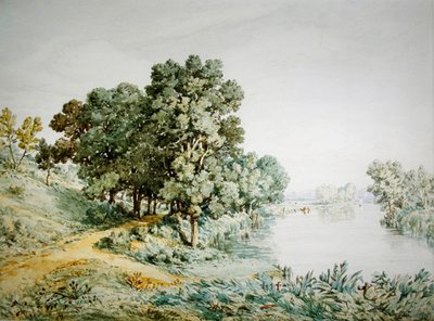 Postwick Grove on the River Yare (aguarela sobre papel) de John Joseph Cotman