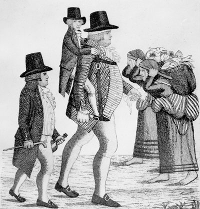 Hamilton Bell carregando um menino Vintners de Edimburgo para Musselburgh, 1792 de John Kay