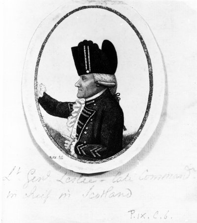 O HON. Alexander Leslie (Nono Regimento do Pé), ilustração de &39;Kays Portraits&39;, 1789 de John Kay