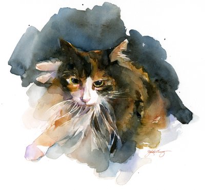 Gato de chita, 2015, (aquarela) de John Keeling