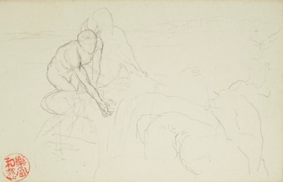 Aquiles e Xanto, de La Farge fólios #849 e #860, um dos 42 desenhos de John La Farge