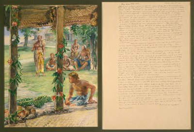 Apresentação de Presentes de Alimentos na Ilha Manono, Samoa de John La Farge
