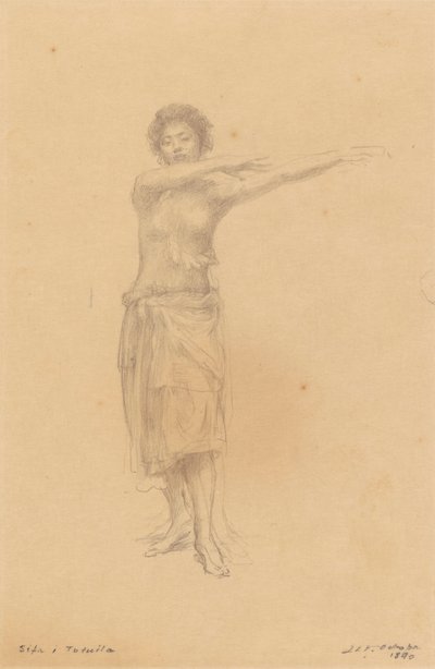 Taupo dançando o Shiva em pé, Samoa de John La Farge
