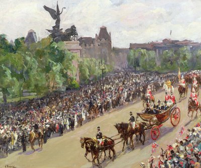 A State Procession, Hyde Park Corner (óleo sobre tela) de John Lavery