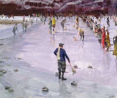 Curling in Wengen (óleo sobre tela) de John Lavery