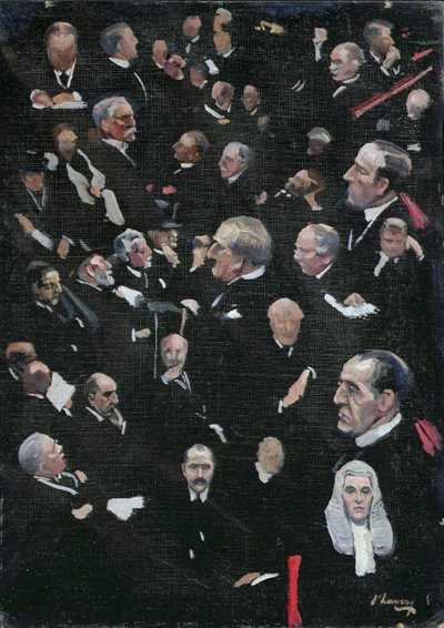 Estudos na Câmara dos Lordes, o Visconde Morley movendo o endereço, 14 de dezembro de 1921 de John Lavery