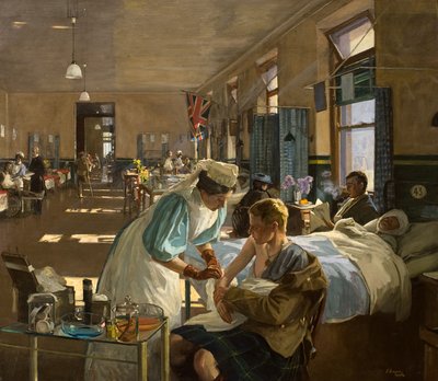 Os primeiros feridos no Hospital de Londres, agosto de 1914 de John Lavery