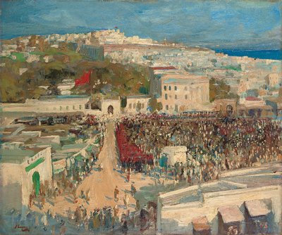 A bandeira mourisca, hasteada na legação alemã, Tânger de John Lavery