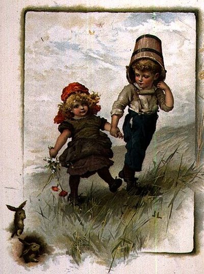 Jack e Jill, de um livro ilustrado de rimas infantis de John Lawson