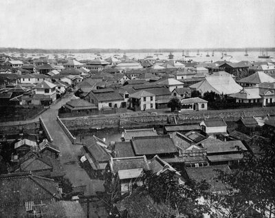 Vista de Yokohama no Japão (foto a p/b) de John Lawson Stoddard