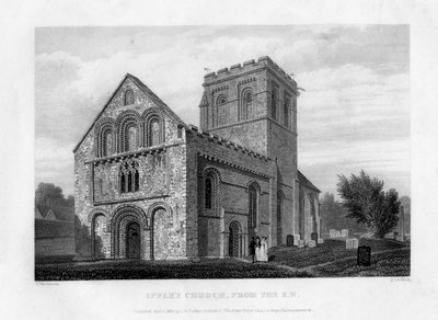 Igreja de Iffley do sudoeste, Oxfordford, 1834. de John Le Keux