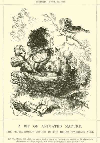 Um pouco de natureza animada, o cuco protecionista no ninho dos pardais de hedge de John Leech