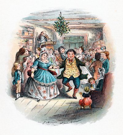 Uma canção de natal: Mr Fezziwigs Ball, 1843 de John Leech