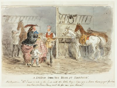 Um esboço do estande em Scarboro de John Leech