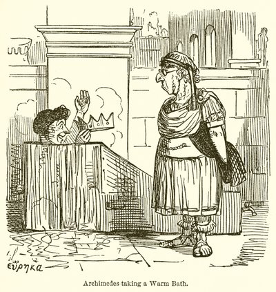 Archimedes tomando banho quente de John Leech