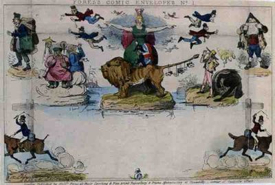 Caricatura do Envelope Mulready, pub. por Messrs Fores de John Leech