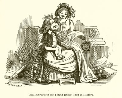 Clio instruindo o jovem leão britânico na história de John Leech
