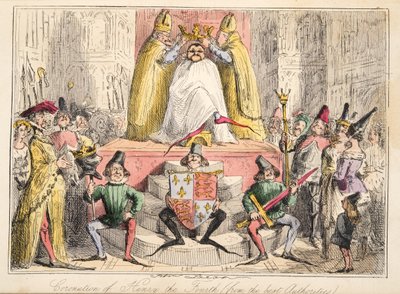Coroação de Henrique IV. (das melhores autoridades), de The Comic History of England, pub. 1864 (gravura colorida à mão) de John Leech