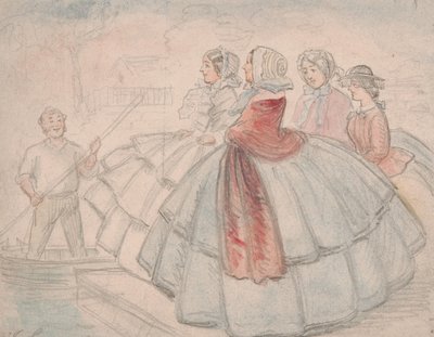 Crinolinas junto ao rio de John Leech