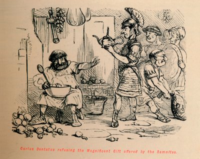 Curius Dentatus recusando o presente magnífico oferecido pelos samnitas, 1852 de John Leech