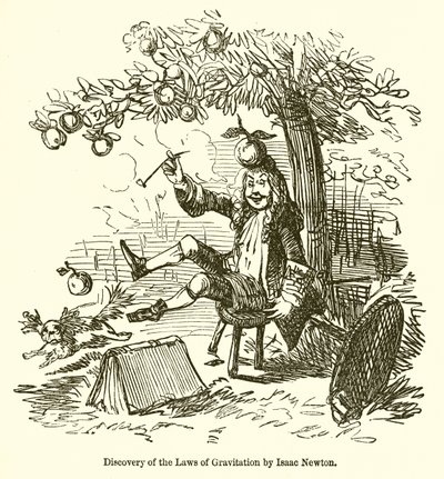 Descoberta das Leis da Gravitação por Isaac Newton de John Leech