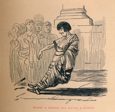 Drusus é esfaqueado e expira graciosamente, 1852 de John Leech
