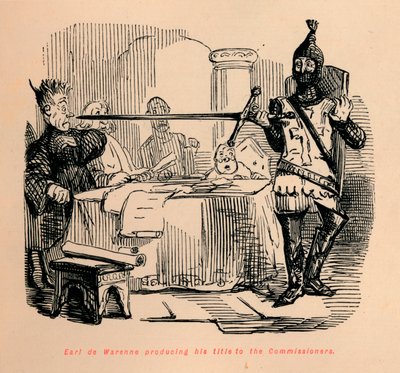 Earl de Warenne produzindo seu título para os Comissários, c1860, c1860 de John Leech