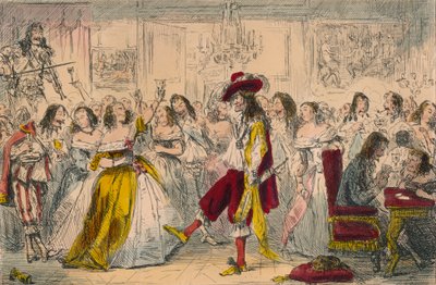 Festa à noite - época de Carlos II, 1850 de John Leech