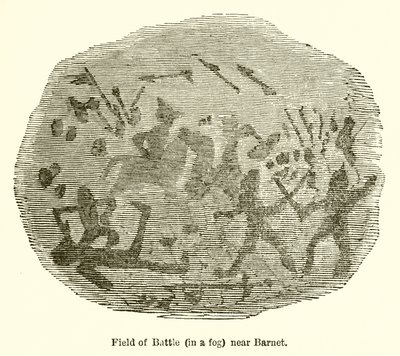 Campo de batalha (em um nevoeiro) perto de Barnet de John Leech