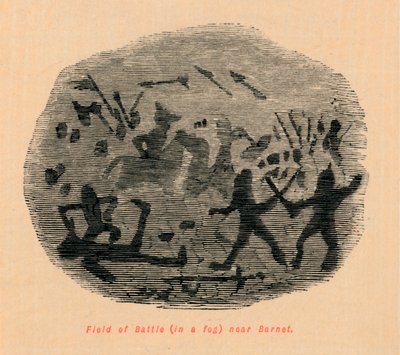 Campo de batalha em um nevoeiro perto de Barnet, de John Leech