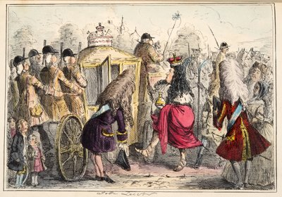 Georgey Porgey o Firstgoing para fora para um passeio em seu estado Coachy Pachy, da história cómica de Inglaterra, bar. 1864 (gravura colorida à mão) de John Leech