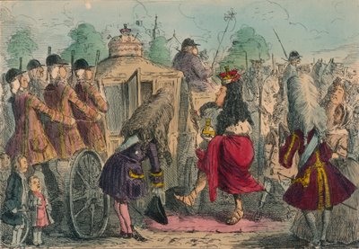 Georgy Porgy, o primeiro a sair para passear em seu State Coachy Poachy, 1850 de John Leech