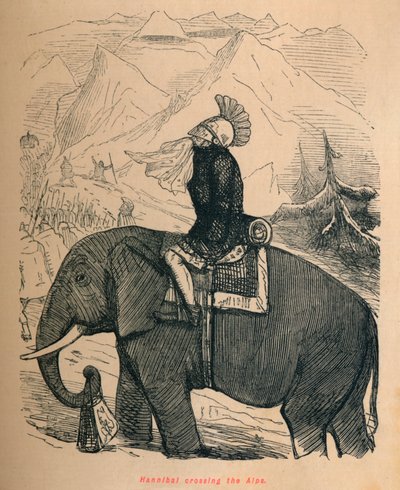 Aníbal cruzando os Alpes, 1852 de John Leech