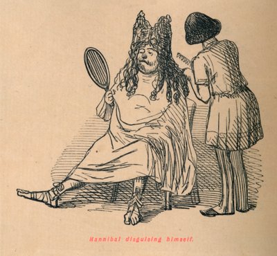 Hannibal se disfarçando, 1852 de John Leech