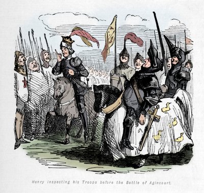 Henry inspecionando suas tropas antes da batalha de Agincourt, c1860, c1860 de John Leech