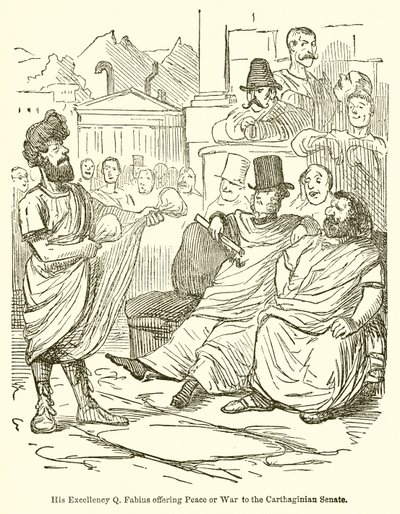 Sua Excelência Q. Fabius Oferecendo Paz ou Guerra ao Senado Cartaginês de John Leech