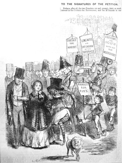 Como a procissão de cartistas poderia ter parecido, 1848 de John Leech