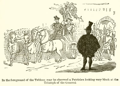 Em primeiro plano do Tableau pode ser observado um patrício parecendo muito negro no triunfo do general de John Leech