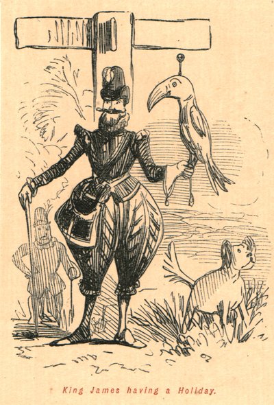 Rei James tendo um feriado, 1897. de John Leech